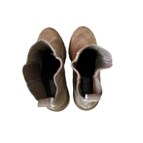 MIA sz 8 Women Chunky Brown Leather Stretchy Pull On Chelsea Lug Boots Fall Chic - Picture 6 of 9